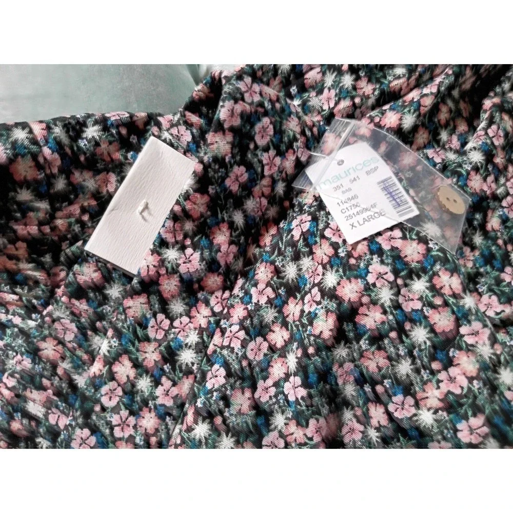 Maurices High Rise Skirt Floral Black NWT XL